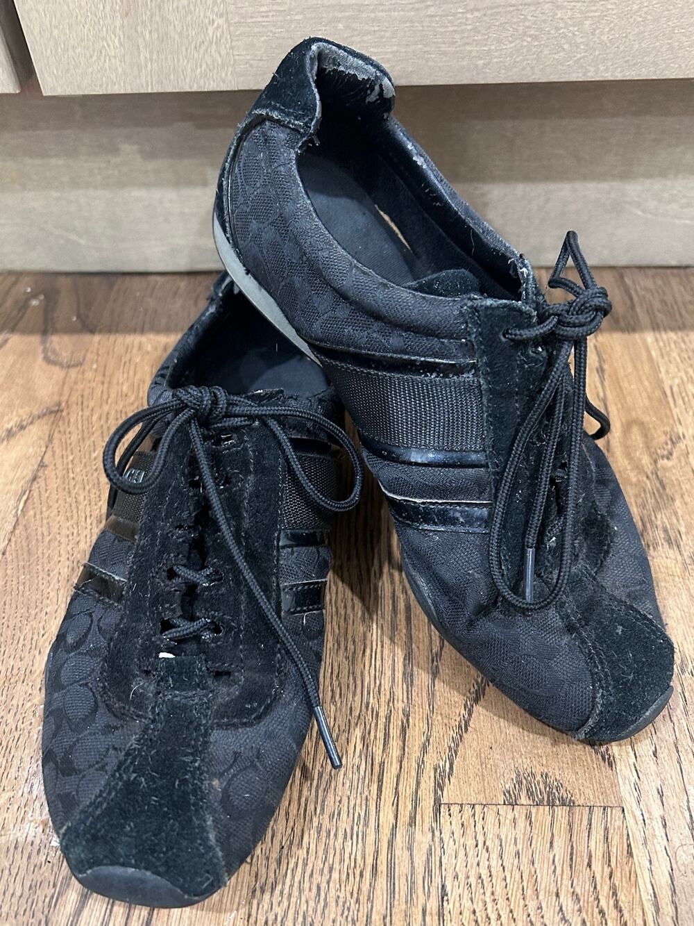 Coach Remonna Black Signature Monogram Suede Sneaker Y2K Vintage Low Top Shoes 6